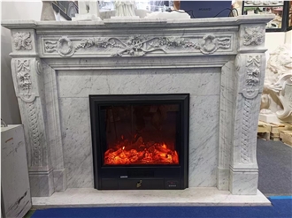 2024 Year NEW Design White Marble Modern Fireplace