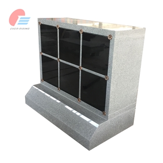 6 Niche G633 Light Grey Granite Columbarium With Black Doors