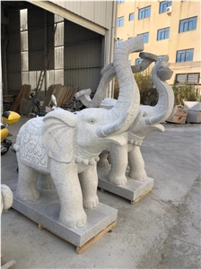 Animal Sculpture Warped Nose Elephant Granite Carved