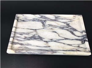 Arabescato Faniello Black White Marble Tray