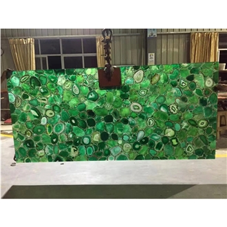 Backlit Green Agate Semiprecious Stone, Gemstone Slabs