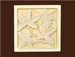 Bali Stone Engraved Tiles, Beige Limestone Relief, Etching