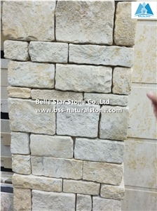 Beige Travertine Ashlar Field Veneer Stone Pillars