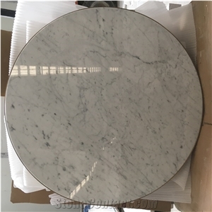 Bianco Carrara Round Table Top Carrara White Brass Round Top