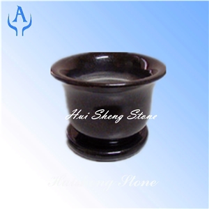 Black Granite Flower Pot, Black Granite