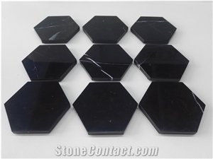 Black Marble Hexagon  Coasters Marble