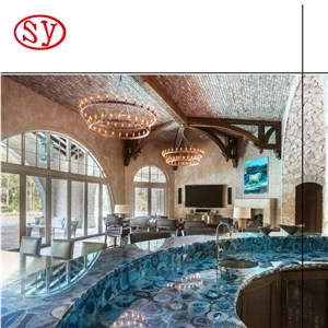 Blue Agate Bar Table Top/Luxury Wall Design