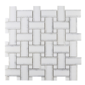 Building Materials Thassos White Basketwave Mosaic