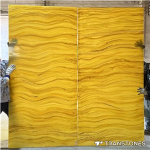 Cheap Stock Alabaster Yellow Artificial Stone Continued Vein