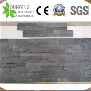 China 10X36CM Black Stacked Slate Z Stone Wall Cladding 