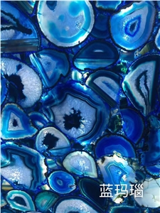China Blue Agate Semiprecious Stone Backlight for Table Tops
