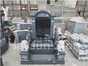 Chinese Style Dark Grey Monuments,Tombstones Grave