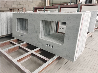 Custom Carrara White Marble Kitchen Countertops