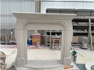 Customize Turkey Beige Limestone Solid Indoor Fireplace