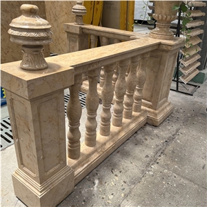 Customized Natural Gold Marble Railings Baluster Home Decor