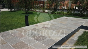 Delgorsa Porphyry Paving Tiles, Porfido Trentino Sawn Edges Pavers