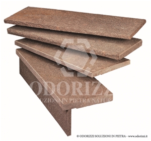 Delgorsa Porphyry Stair Treads, Porfido Di Albiano Sawn or Split Edge Steps