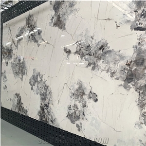 Factory Direct Sales White Sintered Stone With Grey Flower