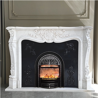 Factory  Wholesale White Marble Antique Fireplace