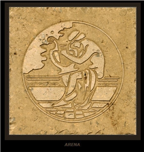 Golden Cream Yellow Limestone Relief & Etching