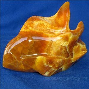 Goldfish Hand Carved Calcite Natural Stone, Handmade