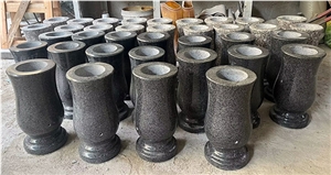 Grey  Granite Monumental Vase, G654 Grey Granite