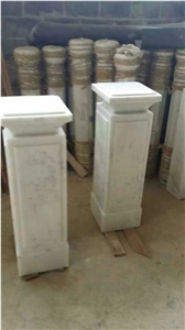 Guangxi White Marble Gate Columns,China Carrara White Marble Gate Pillars,China White Marble Gate Post