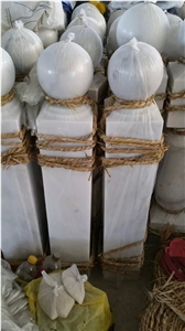 Guangxi White Marble Gate Pillars,China Carrara White Marble Gate Columns,China White Marble Gate Post,Stone Pillars