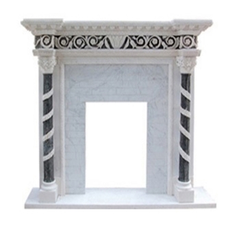 Hand Carved Decorative Natural White Marble Fireplace