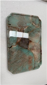 Handcrafted Luxurious Amazon Green Quartzite Vanity Tray