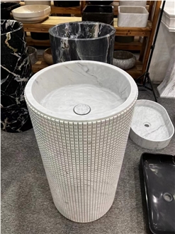 High Quality Manufacturer Marble Mosaic Pedestal Wash Basin