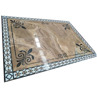 Home Lobby Inlay Square Carpet Medallions Pattern Marble Floor