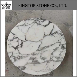 Italy Arabescato White Marble Round and Square Table Top with Plywood