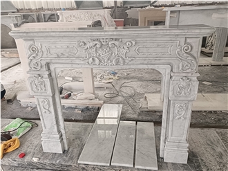 Italy  Bianco Carrara White Marble  Fireplace Mantel