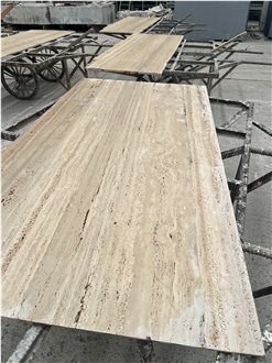 Italy Travertine Slabs Honed For Indoor Flooring Design