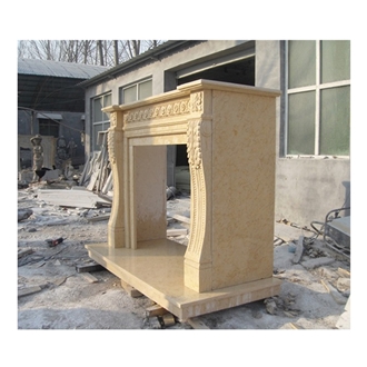 Large Decorative White Marble Column Fireplace Mantle