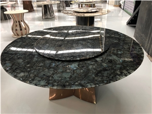 Lemurian Blue Madagascar Blue Granite Round Dinner Table