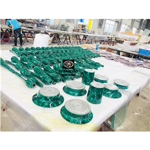 Luxury Malachite Green Stair Handrail Custom