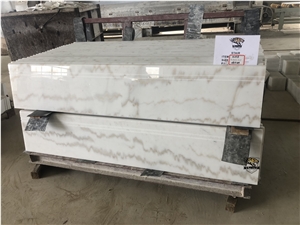 M041 Cloudy White Marble Stair with Antislip Strip