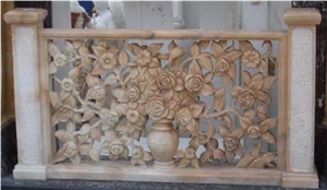 Marble Landscape Engraving Flower Railing