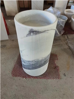 Milas Lilac Handmade Marble Bathroom Pedestal Basin