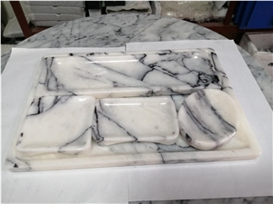 Milas Lilac Marble Bathroom Soap Dish /Cup / Towel Tray