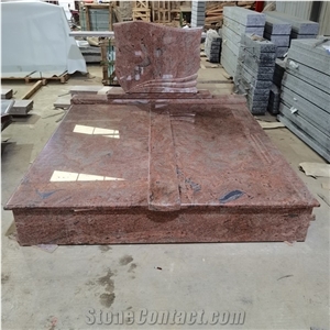 Multicolor Red Granite Double Monuments Headstones