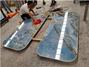 Natural Blue Color Onyx Whole Walling Cladding Covering Tile