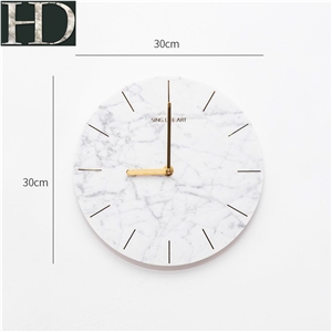 Natural Carrara White Marble Round Wall Clock Gift