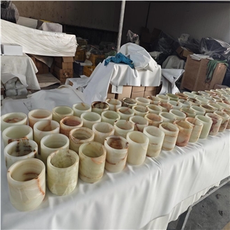 Natural Green Onyx Candle Jar