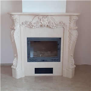 Natural Marble Stone Galala Beige Marble Fireplace 1.5 Meter