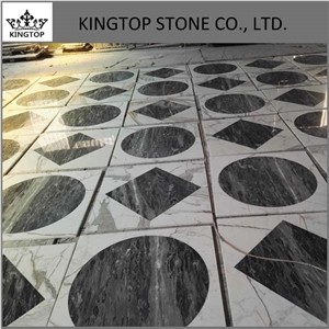 New Bardiglio Cnc Waterjet Medalllion for Floor Tile for Hotel Project