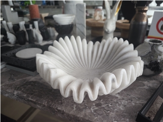 OEM Design Natural Marble Stone Fluted Bowl  Key Bowls