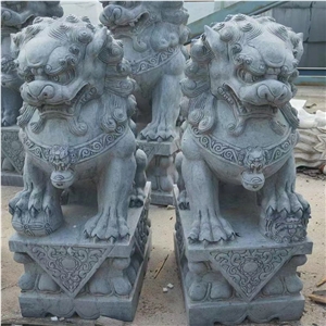 Outdoor  Garden  Blue Limestone Lion Animal Sculpture